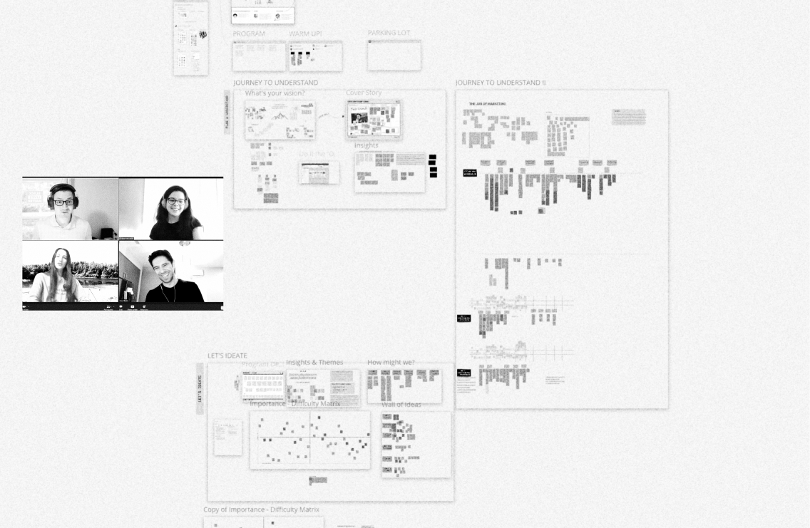 print-screen of a virtual white board with CX team